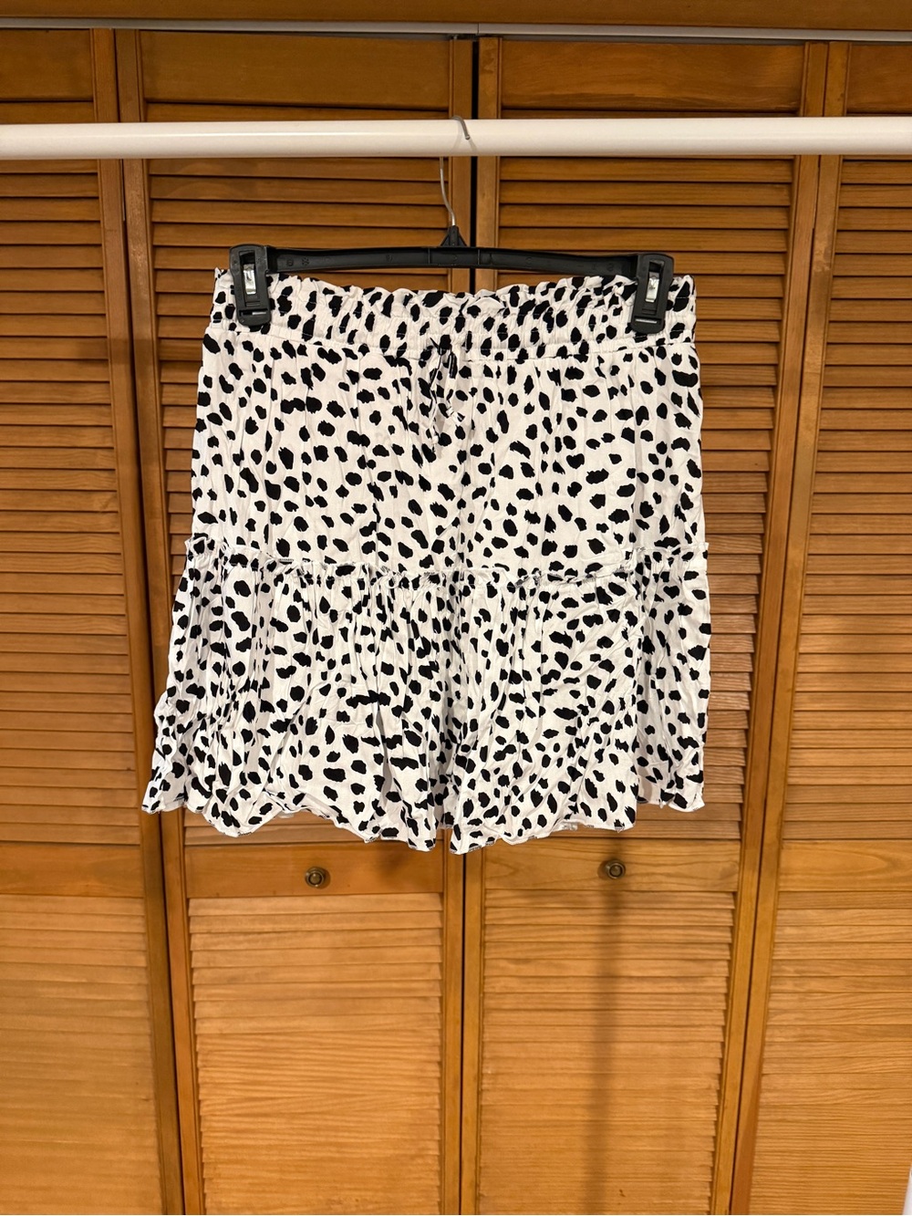 Black and White Dalmatian Print Tiered Mini Skirt